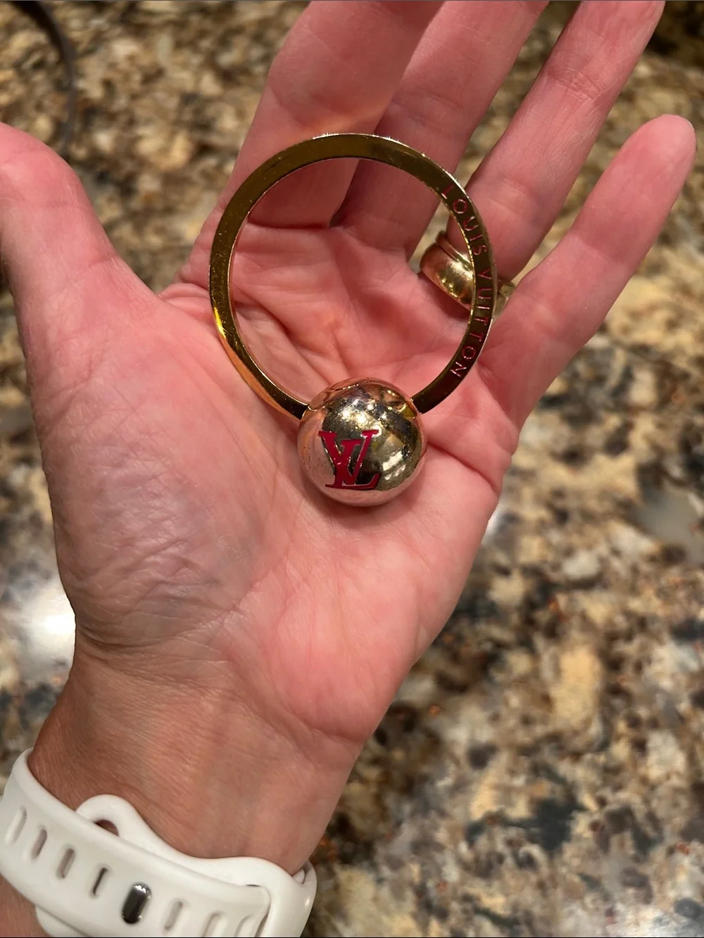 Louis Vuitton Gold and Red Monogram Keyring Charm